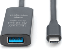 Digitus DA-73111 USB-C apa - USB-A anya 3.2 Aktív hosszabbító kábel 10m - Fekete