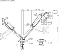 Stell SOS 2121 17"-32" Monitor asztali tartó kar - Fekete (2 kijelző)