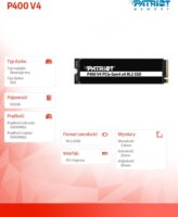 Patriot 500GB P400 V4 M.2 PCIe Gen4x4 NVMe 2.0 SSD