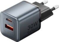 Vention GaN USB-C + USB-A Hálózati Gyorstöltő Adapter 30W - Szürke