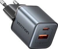 Vention GaN USB-C + USB-A Hálózati Gyorstöltő Adapter 30W - Szürke