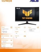 Asus 27" VG27WQ3B TUF Gaming 16:9 QHD Fast VA Ívelt Gaming Monitor 180Hz - Fekete