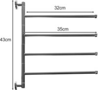 Ruhhy 24267 Fali Törölköző tartó 4 karos állvány 43 x 32 cm - Ezüst