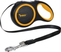 Purlov Automata M/5m Csévélő szalagos kutya póráz - Fekete/Narancssárga