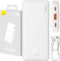 Baseus PPQD090002 Powerbank Airpow USB-A + Type-C / 10000mAh 20W - Fehér