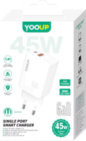 Yooup NC48-D USB-A/USB-C Hálózati Gyorstöltő Adapter 45W - Fehér