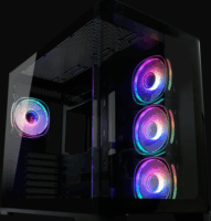 LC Power LC-8001B-ON Midi Torony Hangszigetelt Számítógépház + 4db 120mm ARGB ventilátor - Fekete