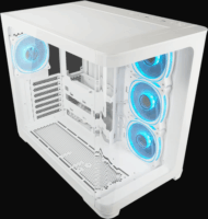 LC Power LC-8001W-ON Midi Torony Hangszigetelt Számítógépház + 4db 120mm ARGB ventilátor - Fehér