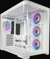 LC Power LC-8001W-ON Midi Torony Hangszigetelt Számítógépház + 4db 120mm ARGB ventilátor - Fehér