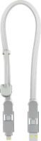 Rolling Square XLS02R inCharge XL USB-A/USB-C apa - USB-C/Lightning apa Adat és töltő kábel 0.3m - Fehér