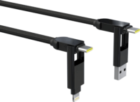 Rolling Square XLL01R inCharge XL USB-A/USB-C apa - USB-C/Lightning apa Adat és töltő kábel 3m - Fekete