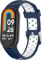 Mybandz Xiaomi Mi Band 8 Lélegző Szilikon Okosóra szíj - Kék/Fehér