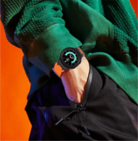 Mybandz Element Samsung Galaxy Watch 5/6/7 Szilikon Okosóra szíj 20mm - Narancs/Ezüst