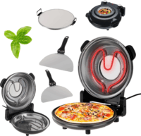 Adler AD 6314 Elektromos konyhai kőlapos Pizzasütő Ø 31.5cm 1200W - Fekete
