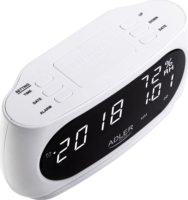 Adler AD 1186 Digitális LCD asztali ébresztőóra - Fehér