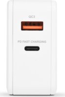 Bluestork PW-BS-65-GAN-C-A-W USB-A / USB-C Hálózati Gyorstöltő Adapter 65W + USB-C kábel - Fehér
