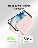 Belkin BOOST BPB021HQPK Powerbank integrált kábellel Type-C 10000mAh 20w - Rózsaszín