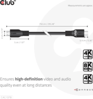 Club 3D HDMI 2.1 apa - HDMI 2.1 apa Kábel 7.5m - Fekete
