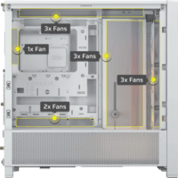 Corsair Frame 4000D RS ARGB Midi Torony Számítógépház + 3db 120mm ARGB ventilátor - Fehér