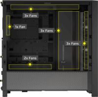 Corsair Frame 4000D RS ARGB Midi Torony Számítógépház + 3db 120mm ARGB ventilátor - Fekete