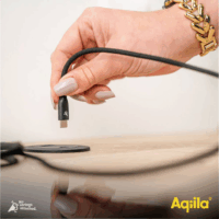 Aqiila CB12 USB-C apa - USB-C apa 2.0 Adat és töltő kábel 2m - Fekete