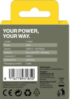 Aqiila CB21 USB-C apa - Lightning apa 2.0 Adat és töltő kábel 1m - Fekete