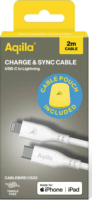 Aqiila CS22 USB-C apa - Lightning apa 2.0 Adat és töltő kábel 2m - Fehér