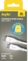 Aqiila CS12 USB-C apa - USB-C apa 2.0 Adat és töltő kábel 2m - Fehér