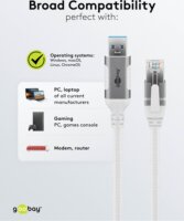 Goobay USB-A 3.0 apa - RJ45 Hálózati Kábel 10m - Fehér