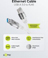 Goobay USB-A 3.0 apa - RJ45 Hálózati Kábel 10m - Fehér