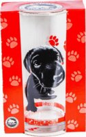PRC Fekete Labrador 300ml Üdítős Üveg pohár - Átlátszó / Mintás