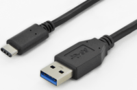 Digitus USB-A apa - USB-C apa Adat- és töltőkábel 1m - Fekete