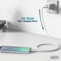 Digitus USB-C apa - USB-C apa Adat- és töltőkábel 2m - Fehér