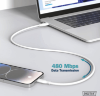 Digitus USB-C apa - USB-C apa Adat- és töltőkábel 2m - Fehér