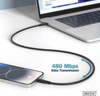 Digitus USB-C apa - USB-C apa Adat- és töltőkábel 2m - Fekete