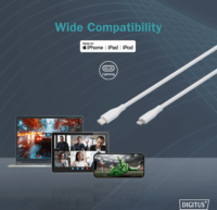 Digitus USB-C apa - Lightning apa Adat- és töltőkábel 1m - Fehér