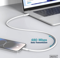 Digitus USB-C apa - Lightning apa Adat- és töltőkábel 1m - Fehér