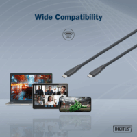 Digitus USB-C apa - USB-C 4.0 apa Adat- és töltőkábel 1m - Fekete