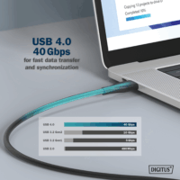 Digitus USB-C apa - USB-C 4.0 apa Adat- és töltőkábel 1m - Fekete