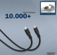 Digitus USB-C apa - USB-C 4.0 apa Adat- és töltőkábel 0.5m - Fekete