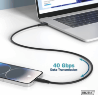 Digitus USB-C apa - USB-C 4.0 apa Adat- és töltőkábel 0.5m - Fekete