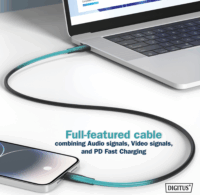 Digitus USB-C apa - USB-C 4.0 apa Adat- és töltőkábel 0.5m - Fekete