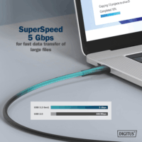 Digitus USB-C apa - USB-C 3.2 apa Adat- és töltőkábel 2m - Fekete