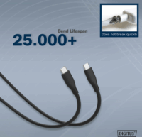 Digitus USB-C apa - USB-C apa Adat- és töltőkábel 0.5m - Fekete