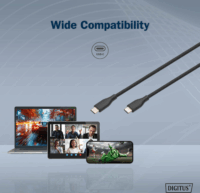 Digitus USB-C apa - USB-C apa Adat- és töltőkábel 0.5m - Fekete