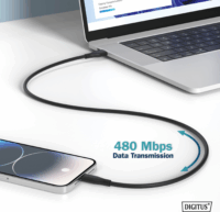 Digitus USB-A apa - USB-C apa Adat- és töltőkábel 0.5m - Fekete
