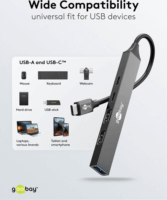 Goobay 74460 USB-C HUB 4-port - Szürke