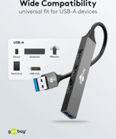 Goobay 74456 USB-A 3.0 HUB 4-port - Szürke