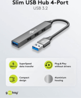 Goobay 74456 USB-A 3.0 HUB 4-port - Szürke