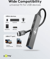 Goobay 74457 USB-C HUB 4-port - Szürke